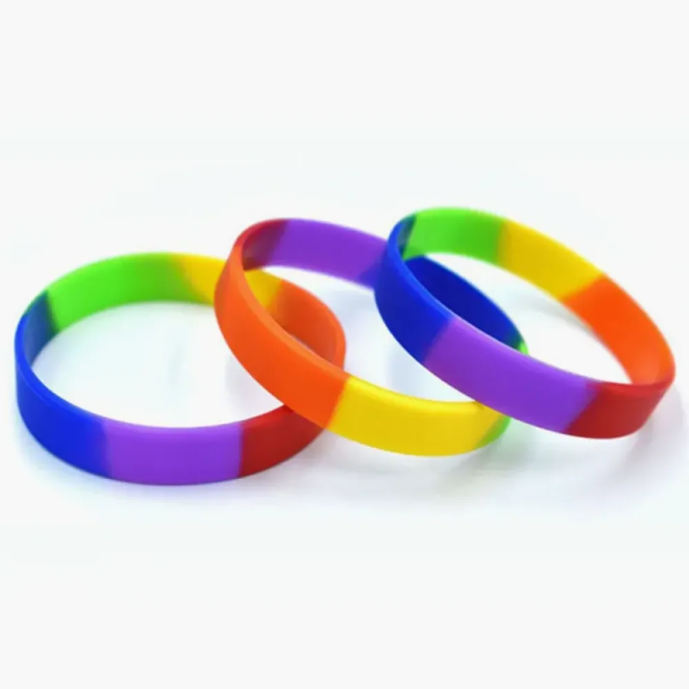 Rainbow Silicone Wristband - Vibrant Full Color Custom Rainbow Silicone Wristbands Bulk for Events