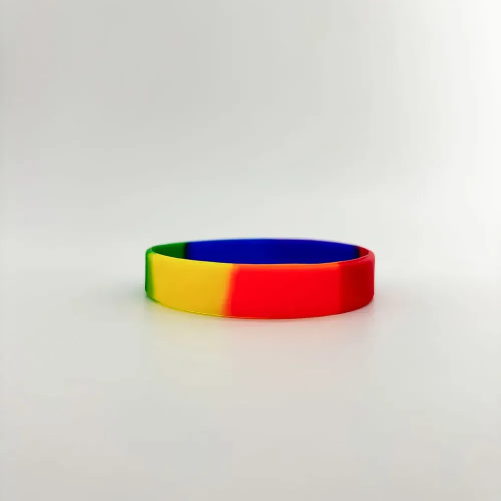 Rainbow Silicone Wristband - Vibrant Full Color Custom Rainbow Silicone Wristbands Bulk for Events
