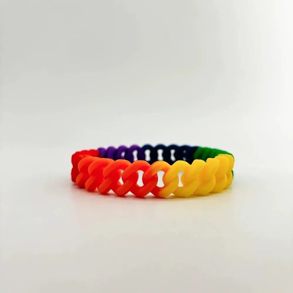 Rainbow Silicone Wristband - Vibrant Full Color Custom Rainbow Silicone Wristbands Bulk for Events