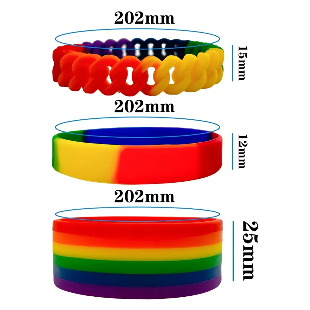 Rainbow Silicone Wristband - Vibrant Full Color Custom Rainbow Silicone Wristbands Bulk for Events