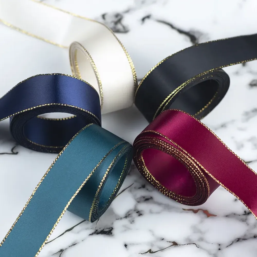 Eco-friendly Grosgrain Gold Edge Ribbon for DIY Bows