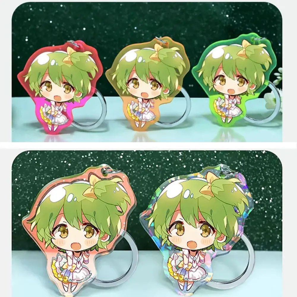 Colorful Glitter Acrylic Keychain, Shimmering Light Catching, Clear Double-Sided Print