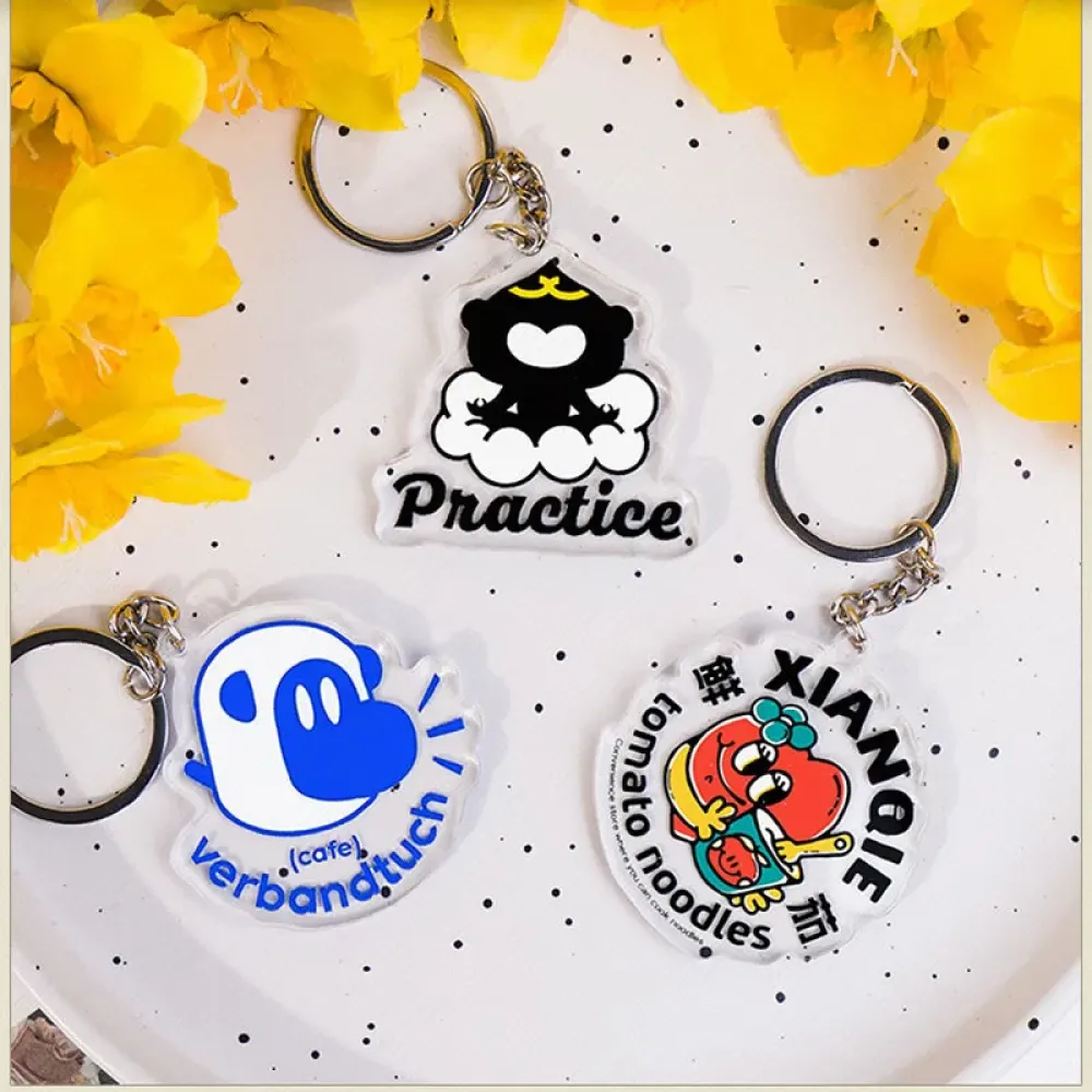Cute Cartoon Acrylic Keychain, Scratch Resistant, Backpack Hanging Charm