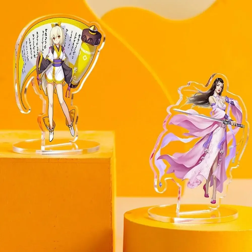 Cute Cartoon Desk Acrylic Stand, Clear Transparent, Non-Slip Office Desktop Organizer