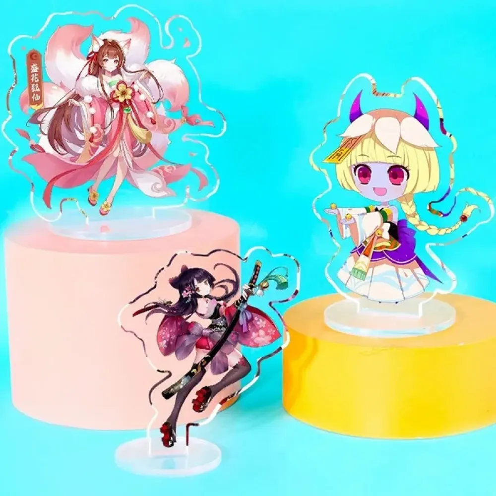 Cute Cartoon Desk Acrylic Stand, Clear Transparent, Non-Slip Office Desktop Organizer
