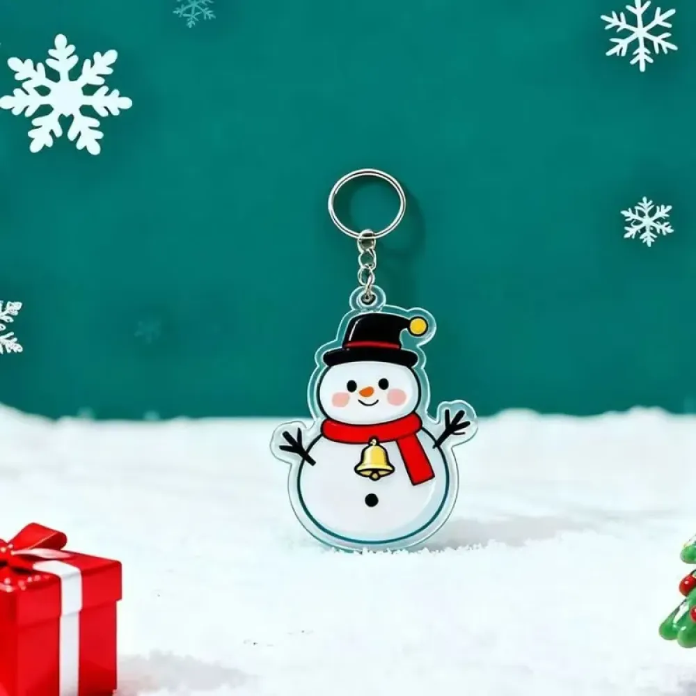Festive Christmas Acrylic Keychain, Thick Transparent, Daily Winter Key Holder