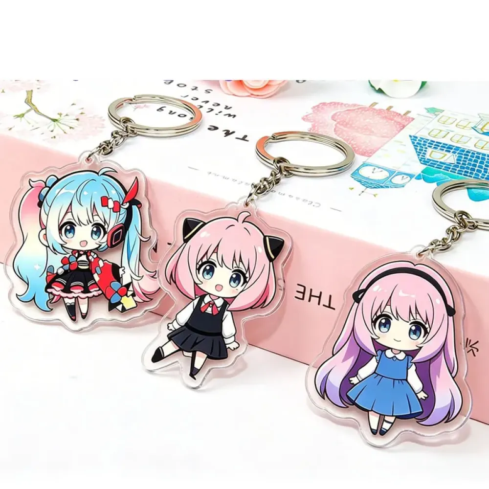 Cute Personalized Acrylic Keychain, Custom Photo Text, Clear Double-Sided Print