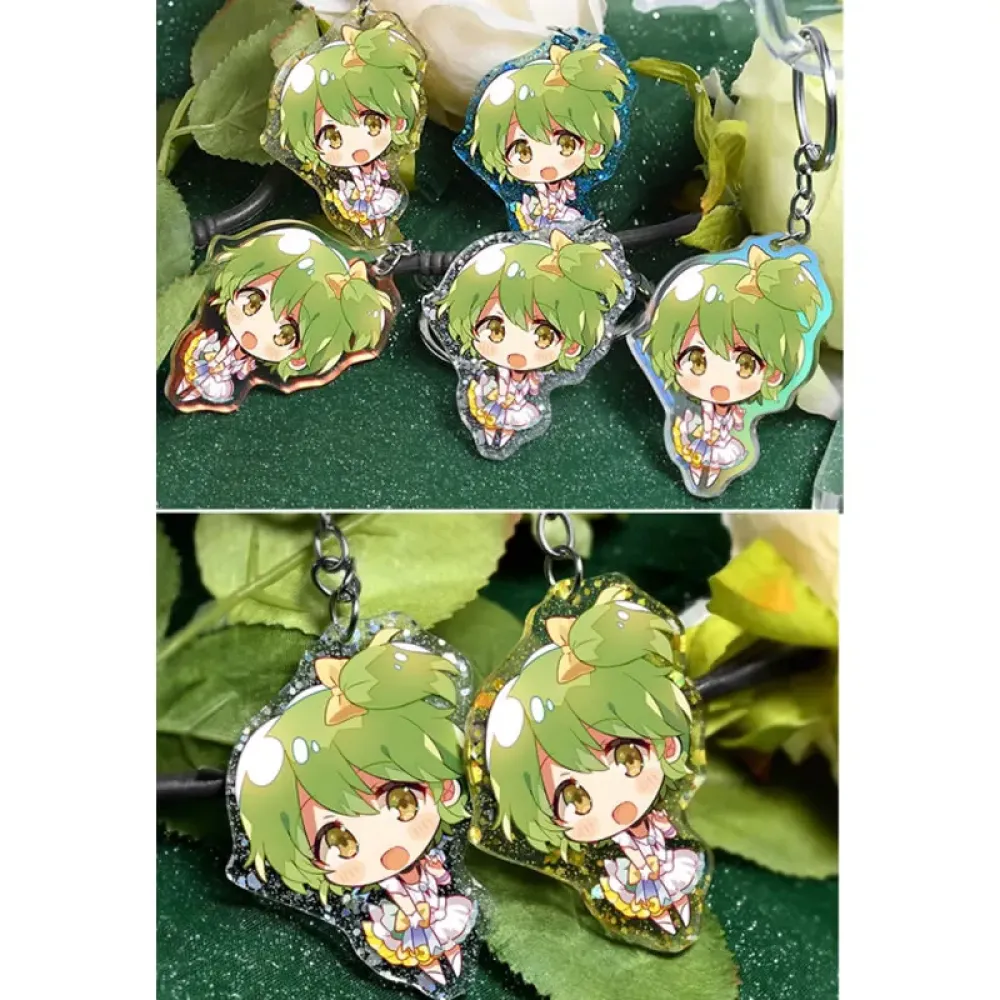 Colorful Glitter Acrylic Keychain, Shimmering Light Catching, Clear Double-Sided Print