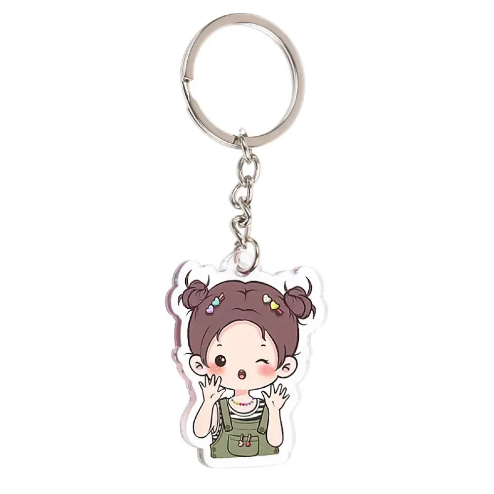 Cute Personalized Acrylic Keychain, Custom Photo Text, Clear Double-Sided Print