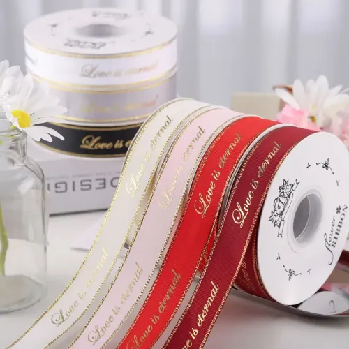 Gold Edge Printed Ribbon for Holiday Gift Packaging