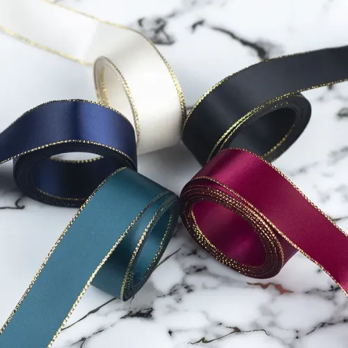 Eco-friendly Grosgrain Gold Edge Ribbon for DIY Bows