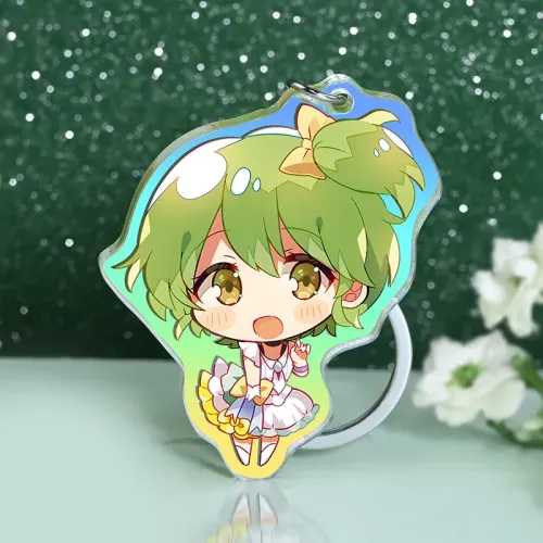 Colorful Glitter Acrylic Keychain, Shimmering Light Catching, Clear Double-Sided Print